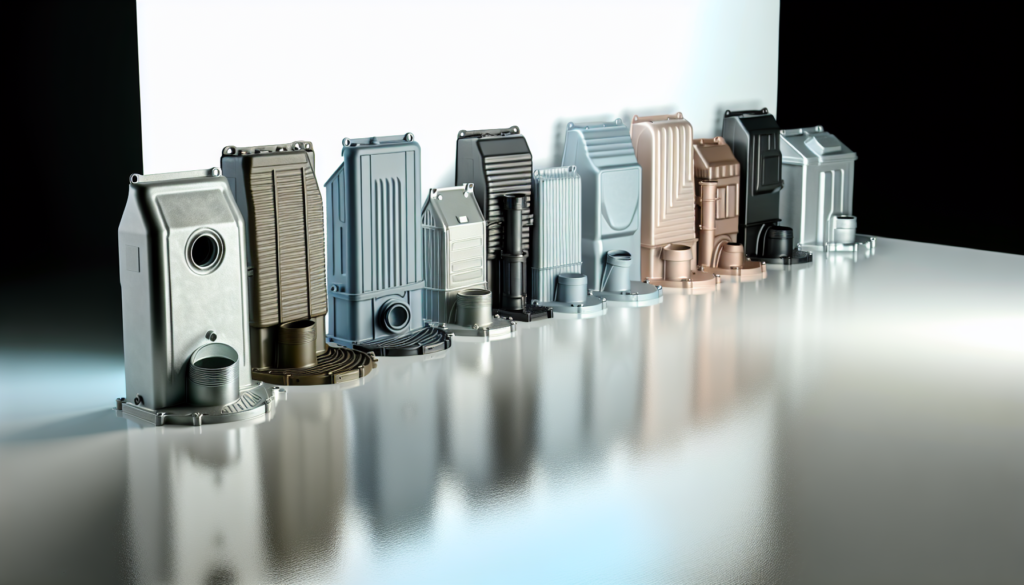 Various sump pump covers displayed in a row