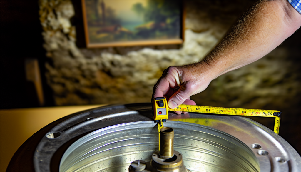 Measuring tape around a sump pump for size